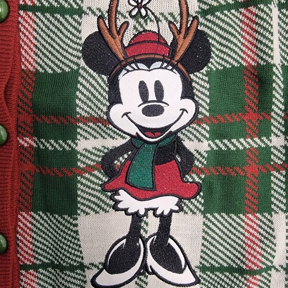Her Universe Disney Mickey Minnie Holiday Embroidered Plaid Sweater Vest‎ Wom XL - Picture 3 of 10